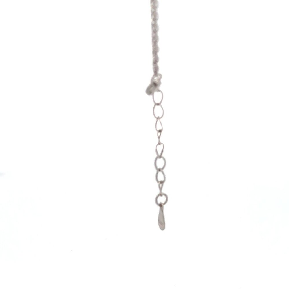 925 Sterling Silver Necklace 17 inches Chain White Mother of Pearl Cubic Zirconi - Picture 7 of 9